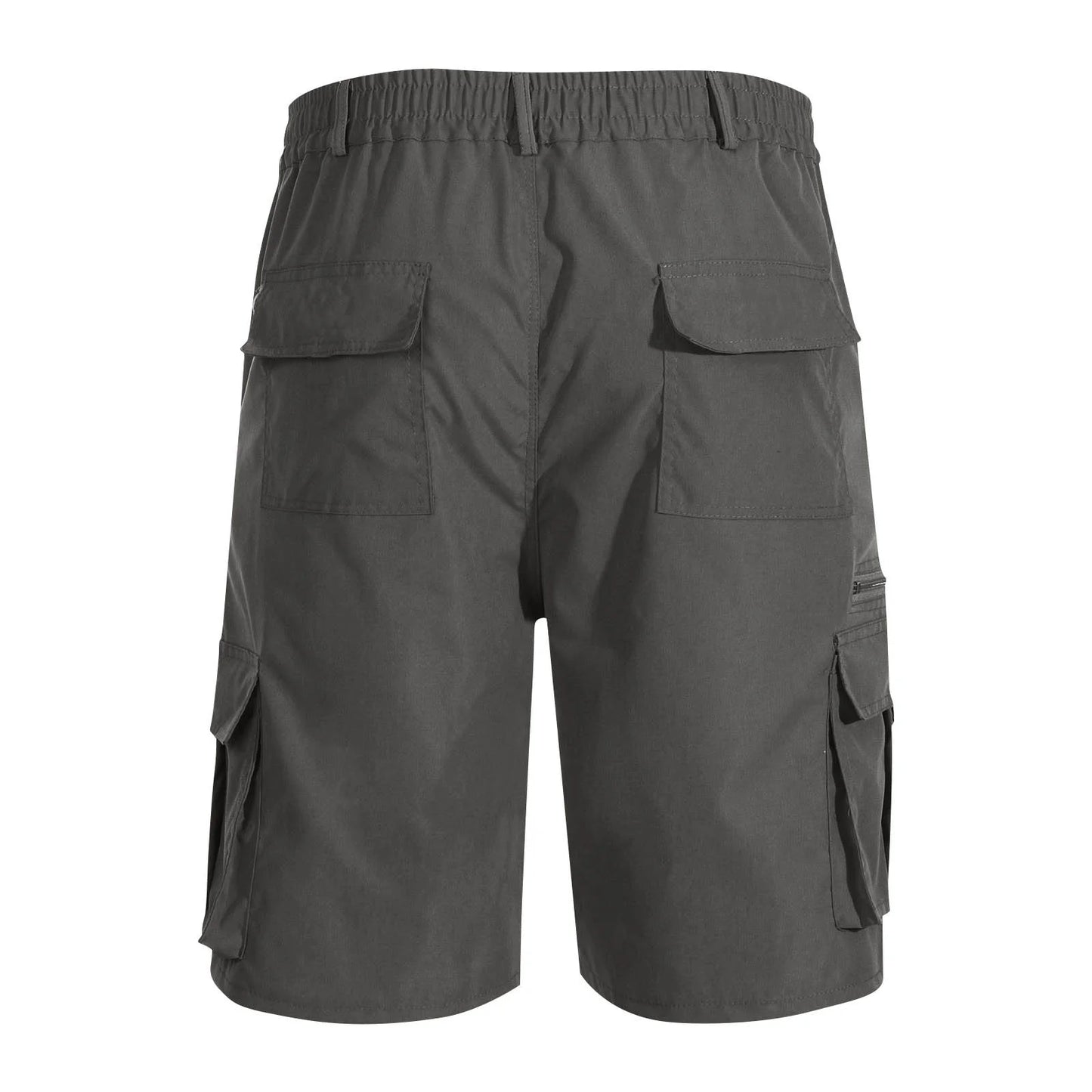 Men'S Capri Long Elastic Cargo Shorts below Knee Shorts 3/4 Button Elastic High Waist Cotton Cargo Casual Relaxed Fit Shorts with Multi-Pockets Dark Gray XL