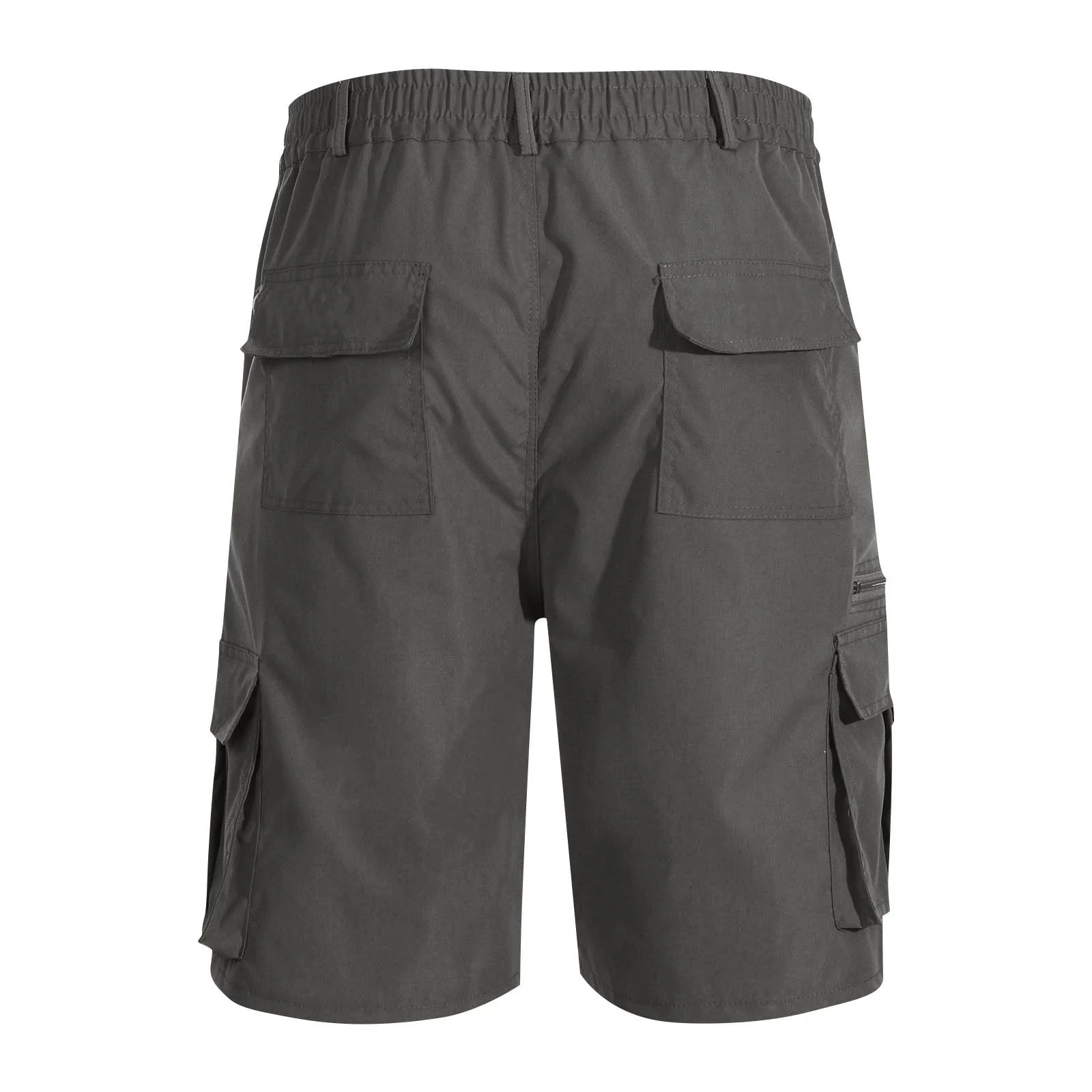 Men'S Capri Long Elastic Cargo Shorts below Knee Shorts 3/4 Button Elastic High Waist Cotton Cargo Casual Relaxed Fit Shorts with Multi-Pockets Dark Gray XL